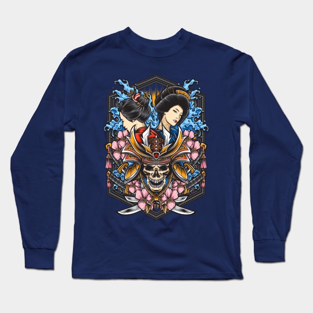 Blossoms and Waves Long Sleeve T-Shirt by machmigo